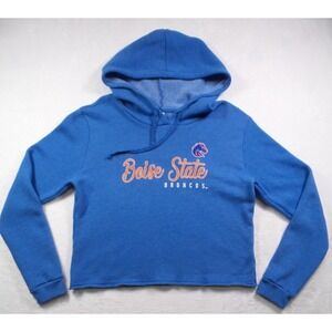 Boise State Broncos Sweatshirt Womens Large Blue Hoodie‎ Cropped Pullover NCAA